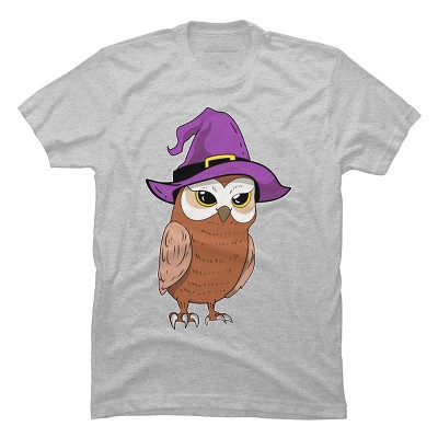 Men's Design By Humans Owl Witch Halloween T Shirt By thebeardstudio T-Shirt