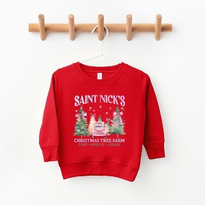The Juniper Shop Coquette St. Nick's Tree Farm Youth Ultra-Soft Graphic Sweatshirt - XS - Red - 1 of 3
