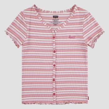 Levi's® Girls' Short Sleeve Striped Mid-Crop T-Shirt - Pink