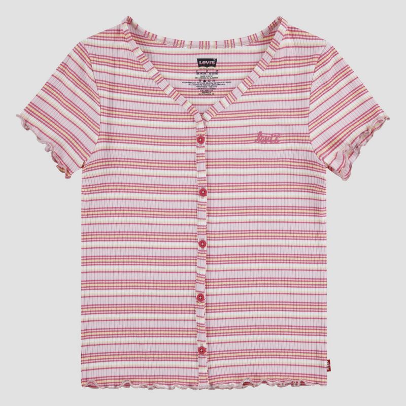 Levi's® Girls' Short Sleeve Striped Mid-Crop T-Shirt - Pink, 1 of 5