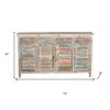 HomeRoots 72" Natural And Rainbow Reclaimed Wood Shutter Style Sideboard with Four Doors - 3 of 4