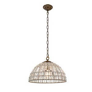 LLHZSY Retro French Crystal Chandelier Antique Bronze Dome Island Pendant Ceiling Fixture, 1-Light W15" or 6-Light W23 3/5" - 1 of 4
