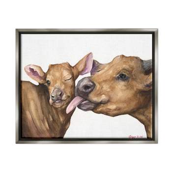Stupell Industries Baby Cow Family Animal Watercolor Painting