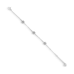 EVRY JEWELS WATERPROOF Gold or Silver Plated Princess Crystal Station Bracelet - 1 of 1