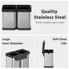 2×5.3 Gallon (20L) Dual Compartment Open Top Trash Can, Fingerprint Proof Brushed Stainless Steel, Anti-Slip Base, Garbage Bag Fixing Holes, Silver - 3 of 4