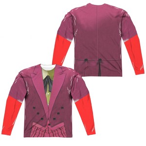 Men's Batman Classic Tv Joker Uniform Front Back Print Long Sleeve Costume T-Shirt - 1 of 4