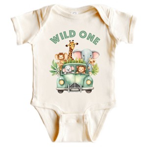 The Juniper Shop Wild One Animals Car Baby Short Sleeve Bodysuit - 1 of 4