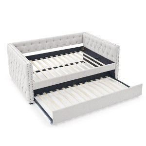 VYNXARIA Cozy Tufted Daybed in Beige: Full - Size Comfort with Twin - Size Trundle for Guests - 1 of 4