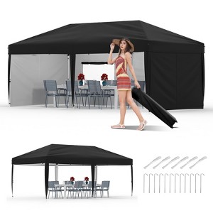 10x20 Pop Up Canopy Tent with 4 Sidewalls,Heavy Duty Outdoor Canopy with 3 Adjustable Height, Commercial Street Vendors Party Tents - 1 of 4