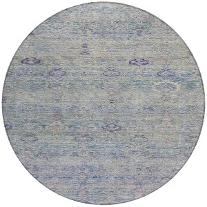 HomeRoots 8' Plum And Silver Round Oriental Washable Indoor Outdoor Area Rug - 1 of 4