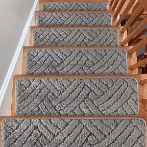 SussexHome Carpet Stair Treads for Wooden Steps - Indoor Staircase Step Treads with Thick Carpet & Pattern Design - 1 of 4