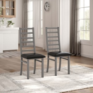 SKRAN Metal Dining Chairs Set, Steel Legs and PU Leather Seats, High Back Armless Dining Chairs, for Kitchen, Living Room - 1 of 4