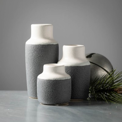 Trio of Timeless Ceramic Vases in White and Black