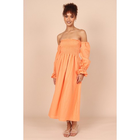 Petal And Pup Women's Domenica Off Shoulder Midi Dress - Orange