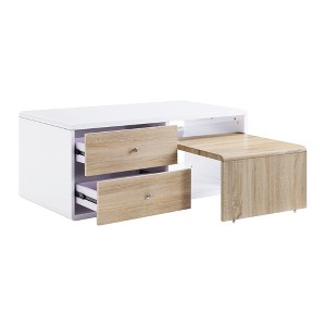 High Gloss 4-Drawer Coffee Table, Modern Design with Pull-Out Table for Living Room - 1 of 4