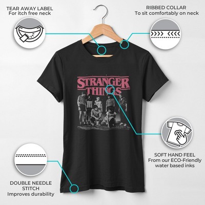 Stranger Things Girl's Stranger Things Title Logo Faded T-Shirt - Black - Large — фото 3