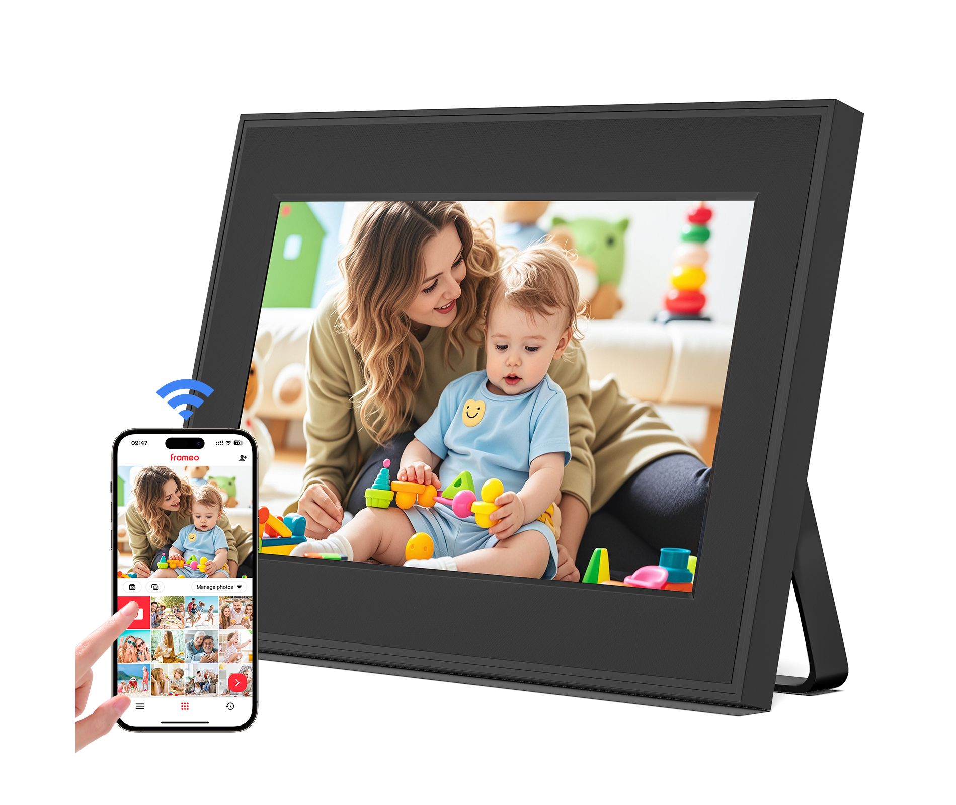 SUGIFT WiFi Digital Picture Frame 10.1 Inch IPS Touch Screen 16GB Storage Auto Rotate Share Photos and Videos