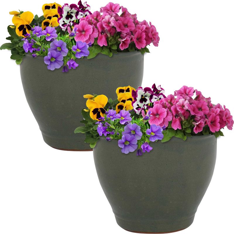 Sunnydaze Studio Outdoor/Indoor High-Fired Glazed UV- and Frost-Resistant Ceramic Planters with Drainage Holes, 5 of 8