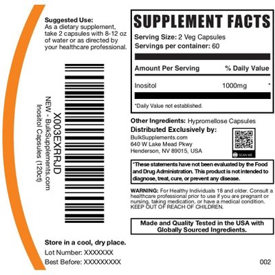 BulkSupplements Inositol (Vitamin B8) Capsules