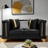 69" Velvet Loveseat with Gold Stainless Steel Trims, Embroidered Texture & 3 Exquisite Pillows, Mid-Century Modern Victorian Tufted Sofa for Home - 2 of 4