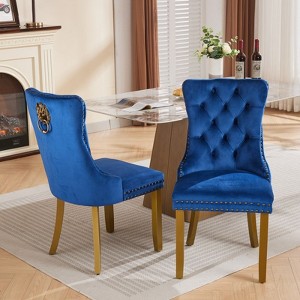 NicBex Set of 2 Modern Velvet High-End Tufted Dining Chairs with Gold Wooden Legs,Armless Upholstered Accent Chairs for Dining Room,Kitchen - 1 of 4