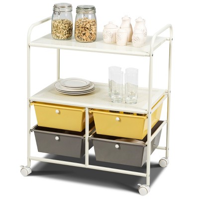 Tangkula 4-Drawer Rolling Storage Cart Metal Rack Organizer Shelf with Wheels
