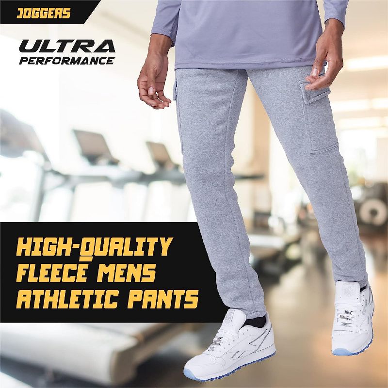 Ultra Performance Mens Open Bottom Sweatpants with Pockets, Casual Sweatpants for Men | Large Black/Olive/Heather Grey  3pk, 3 of 5