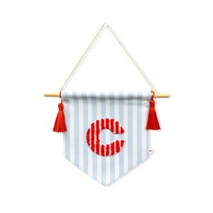 Ramus & Co. 'A B C' Blue Striped Create-Your-Own Banner with Red Tassels and Chenille Letter Patch - 1 of 3