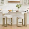 Spruce&Spring Upholstered Boucle Counter Stool with Solid Wood Frame, Set of 2, Pearl, Yellowish Grey Wood - 2 of 4