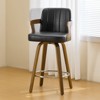 Bekrvio 26" Swivel Counter Height Bar Stools Set of 1/2/3/4,Faux Leather Upholstered Bar Chairs with Back & Arm for Kitchen Island,Black - 2 of 4