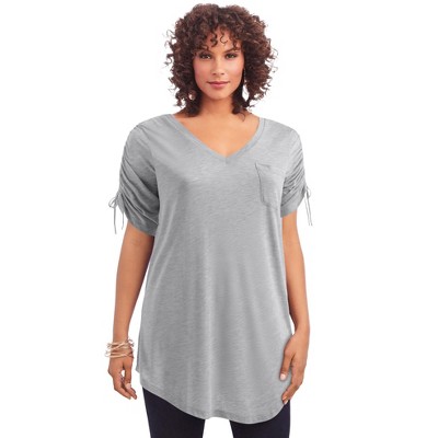 Ellos Women's Plus Size Sweatshirt Tunic With Shirttail Hem