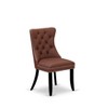 East West Furniture DAP2F23 Dallas Parson Kitchen Chairs - Button Tufted Nailhead Trim Beige Red faux Leather  Dining Chairs, Set of 2, linen white - 3 of 4
