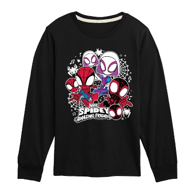 Marvel Spidey Friends Stickers Long Sleeve Graphic T-Shirt - Black - 2T