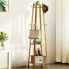 Artloge 3 Tier Free Standing Garment Organizer Natural Bamboo Coat Rack Corner Tall Garment Rack with 8 Hooks for Bedroom Living Room Entryway - 2 of 4