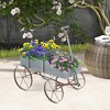 Tangkula Tangkula Wooden Garden Flower Planter Wagon Plant Bed W/ Wheel Garden Yard Gray - 2 of 4