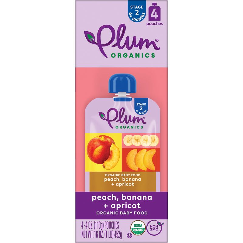 Plum Organics Stage 2 Peach Banana & Apricot Baby Food Pouch - (Select Count), 6 of 15