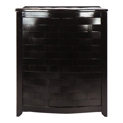 Mahogany Finished Bowed Front Wood Laundry Hamper with Lid