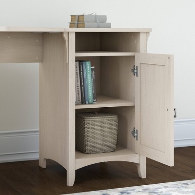 Antique White Corner Desk with Storage Cabinet