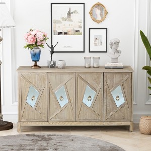 Modern 4-Door Cabinet with Mirrored Decorative Doors,for Bedroom,Living Room,Office - 1 of 4