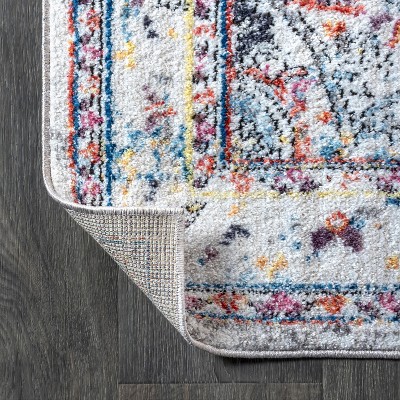 Gray Medallion Synthetic Reversible 4' x 6' Area Rug