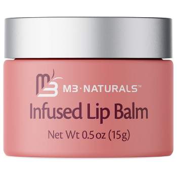 Infused Lip Balm for Dry Cracked Lips, Lip Butter Infused with Collagen & Stem Cell, Hydrating & Moisturizing Treatment for Lips, M3 Naturals, 0.5 oz