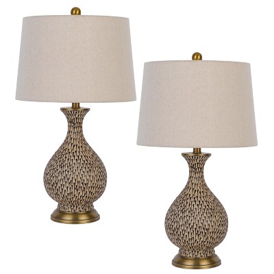 Cal Lighting Orivesi 150W 3 Way Ceramic Table lamp with Metal Base and Taper Drum Fabric Shade. Price and Sold as Pairs