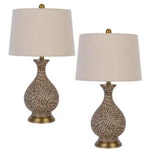 Cal Lighting Orivesi 150W 3 Way Ceramic Table lamp with Metal Base and Taper Drum Fabric Shade. Price and Sold as Pairs - 1 of 4