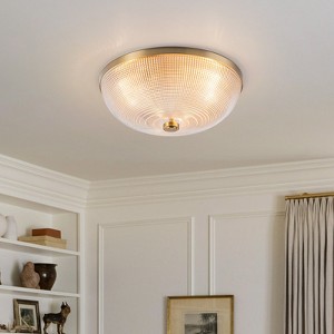 LLHZSY 15 9/10" Semi-Dome Clear Glass Flush Mount Ceiling Light, Modern Classic 3-Light Fixture-Gold - 1 of 4