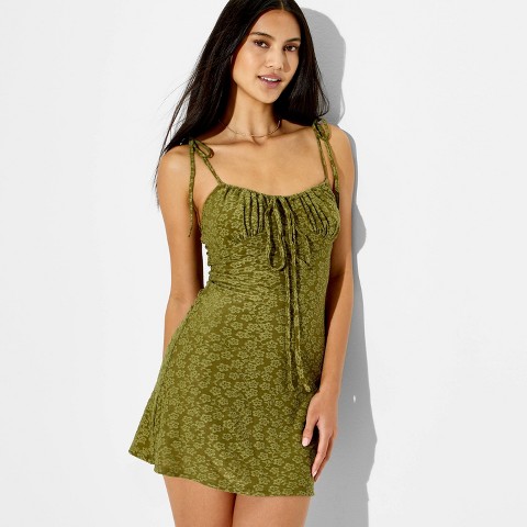 Женское платье Wild Fable Tie Strap Emma Mini, цвет: Оливковый