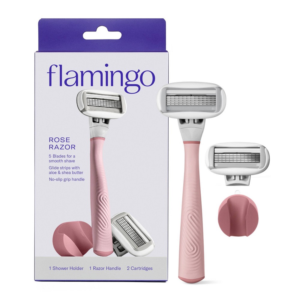 Photos - Razor / Razor Blade Flamingo 5-Blade Women's Razor - 1 Razor Handle + 2 Razor Blade Refills  