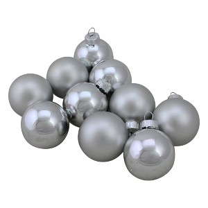 Northlight 2-Finish Christmas Glass Ball Ornaments - 1.75" (45mm) - Silver - 10ct - 1 of 1