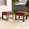 EAGLE PEAK Natural Cedar Patio Ottomans with Removable Cushions, Outdoor Real Wood Slat Top Footrest - 2 of 4