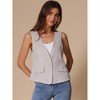 INSPIRE CHIC Women's Casual Linen Loose Faux Flap Pocket Lightweight Blazer Vest - 2 of 4