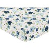 Sweet Jojo Designs Girl Jersey Knit Baby Fitted Crib Sheet Watercolor Floral Blue Green and Pink - 3 of 4